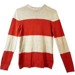 ASOS Cream & Orange Color Block Striped Wool‎ Blend Sweater Women's Size XS